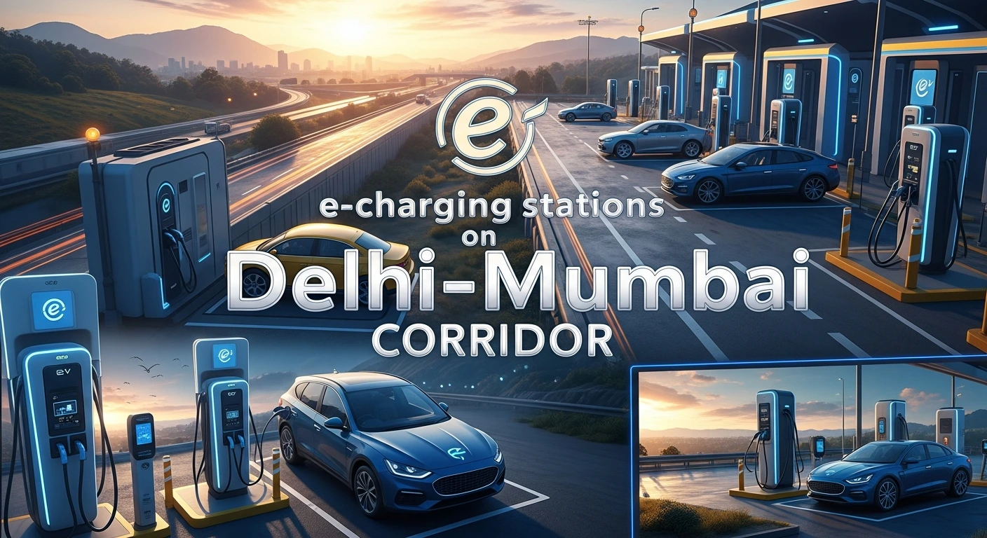 DC Fast EV charging station with CCS2 connector at a Wayside Amenity on the Delhi-Mumbai Expressway